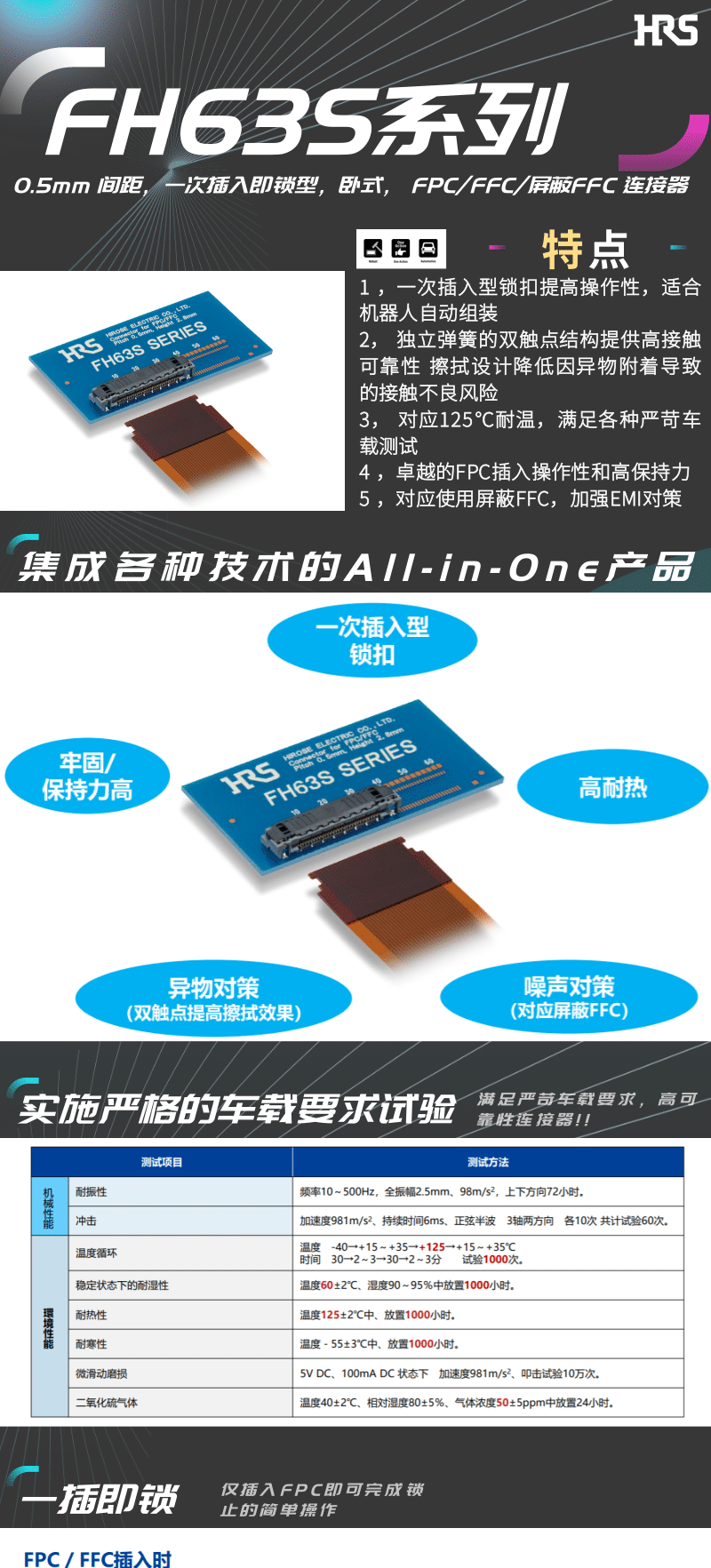 【產(chǎn)品推薦】一插即鎖，2觸點(diǎn)，支持125℃連接器-FH63S系列